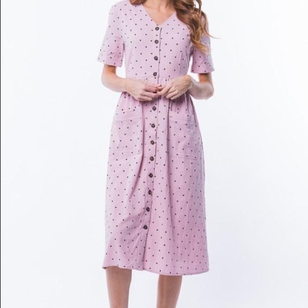 Orange Creek Polka Dot button-down dress NWT